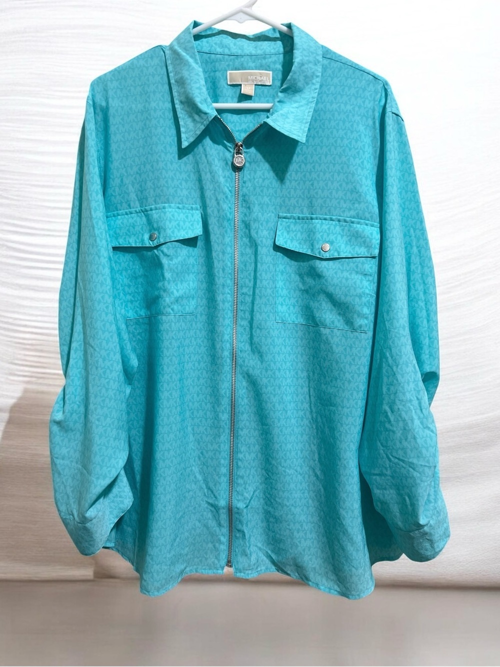 Michael Kors Turquoise Zip-Up Top